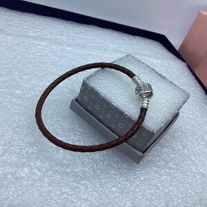Pandora,”20CM Single Brown Braided Leather  Clasp” 20CM/7.87 Inches Bracelet